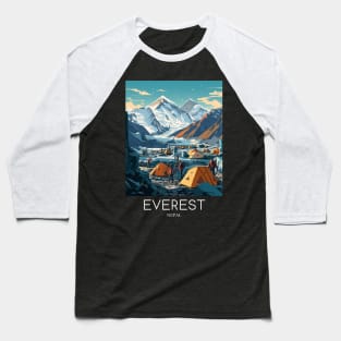 A Pop Art Travel Print of Mount Everest - Nepal Baseball T-Shirt